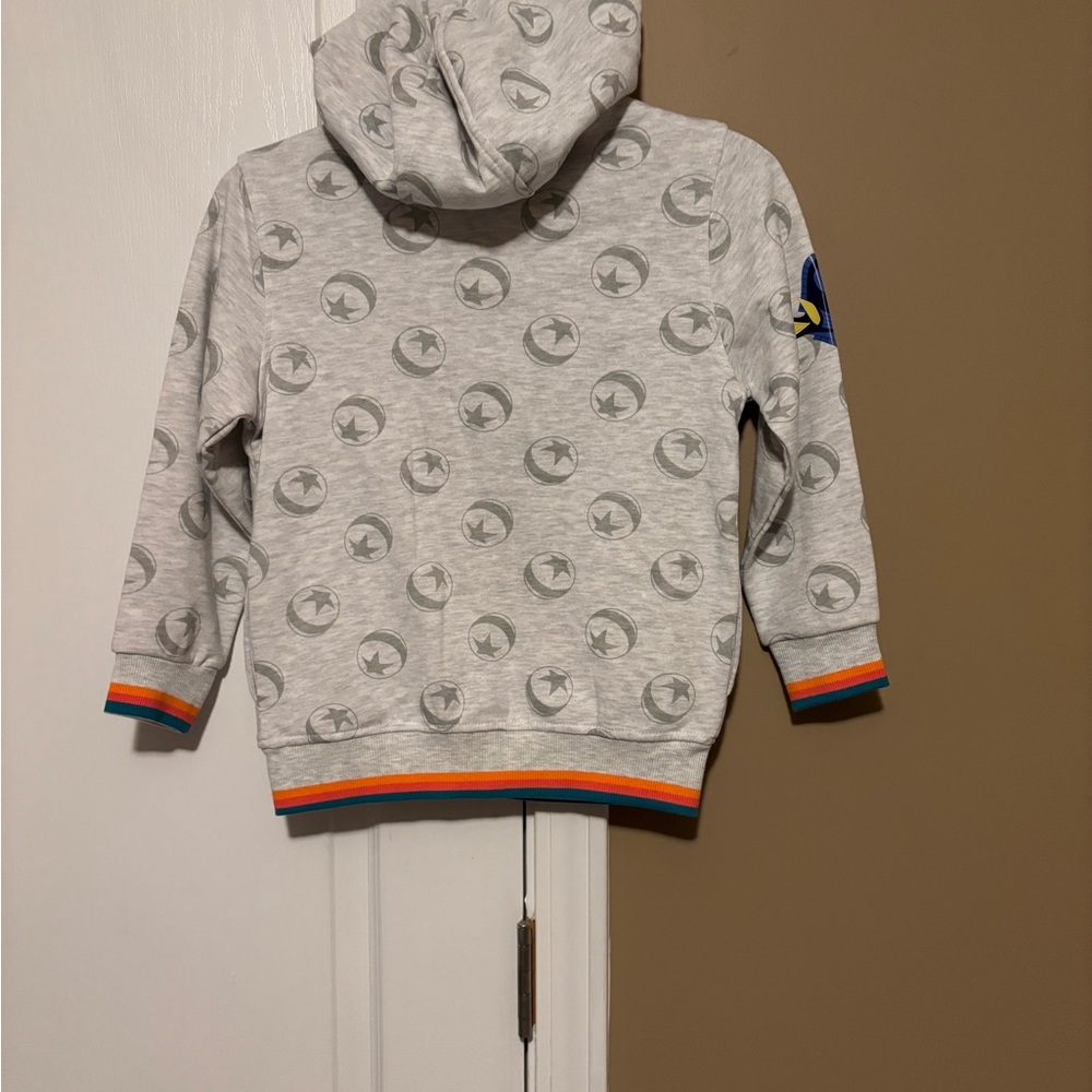 Disney Light Gray Kids Zip-Up Hoodie with Colorful Character Appliqués Unisex 7 - Picture 6 of 7